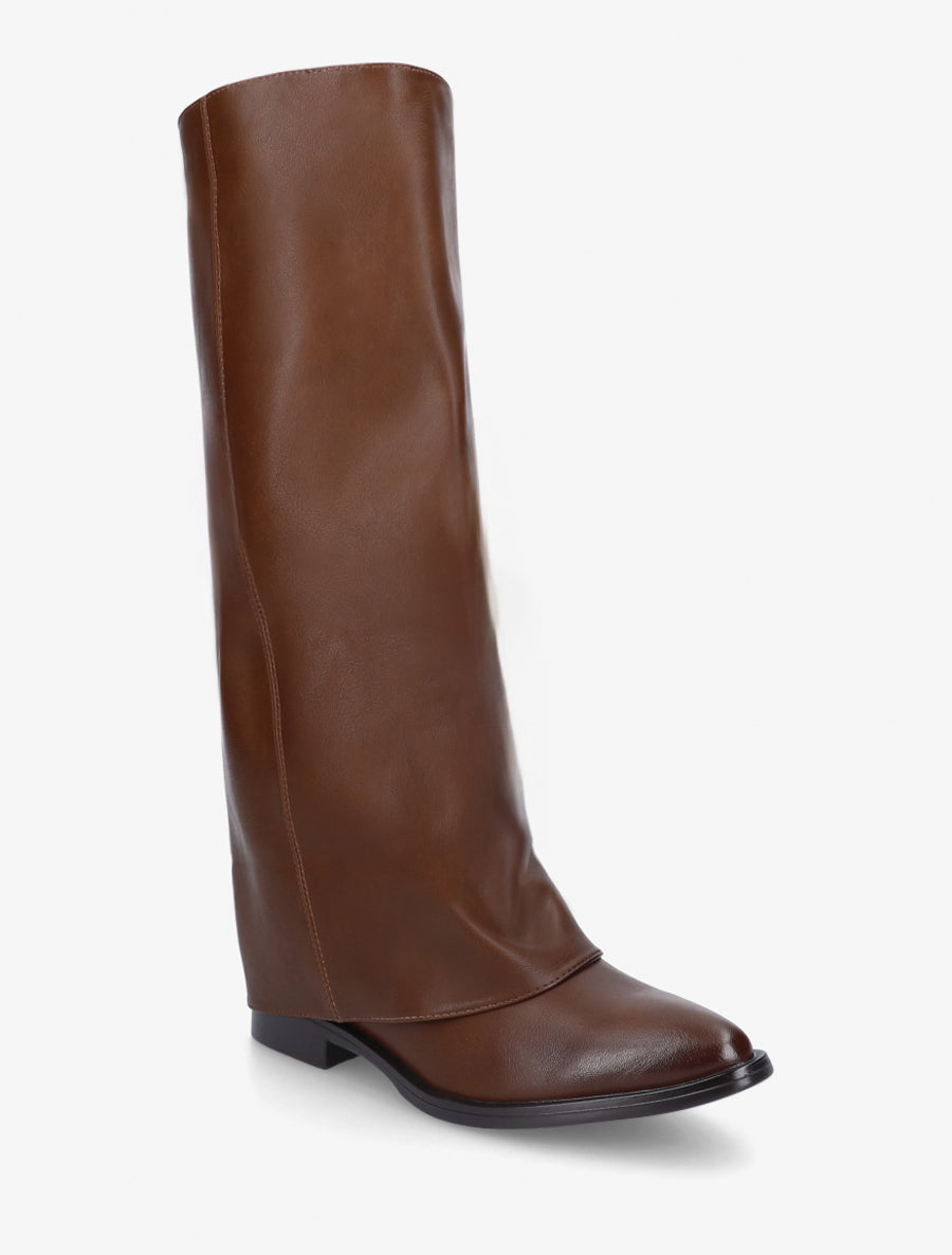 Bottes plates à revers - Camel - 2
