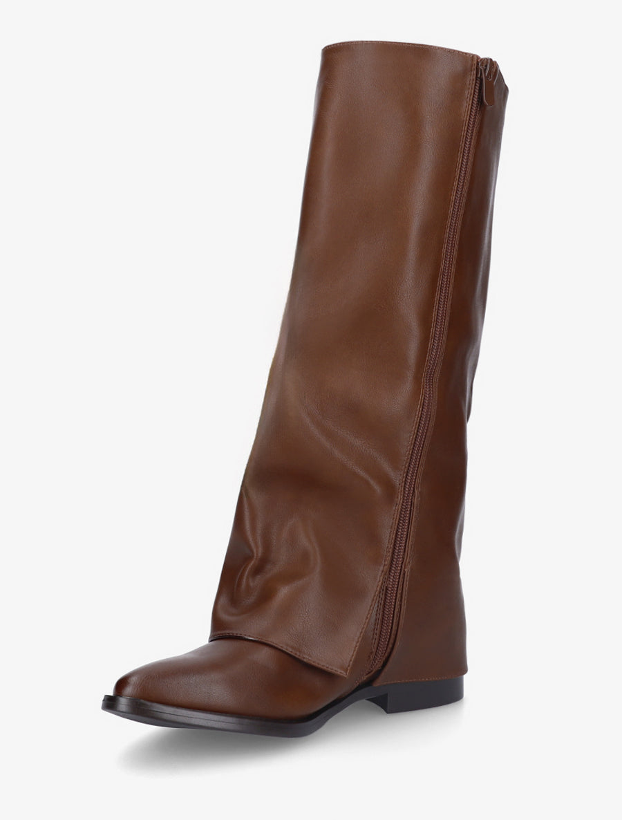 Bottes plates à revers - Camel - 3