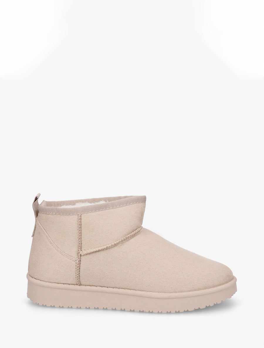Boots basses fourrées en suédine - Beige - 1