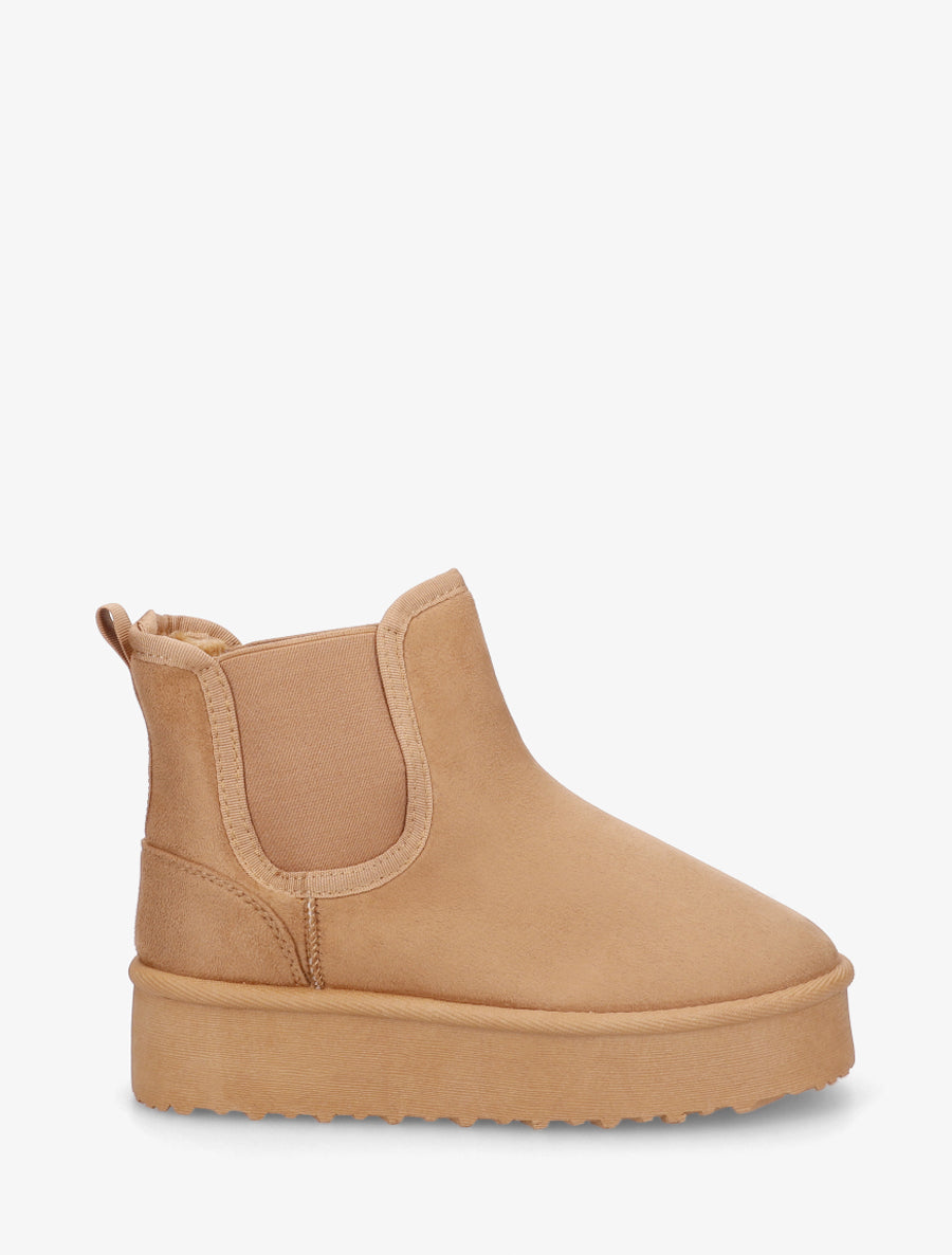 Bottines élastiquées en suédine - Camel - 1