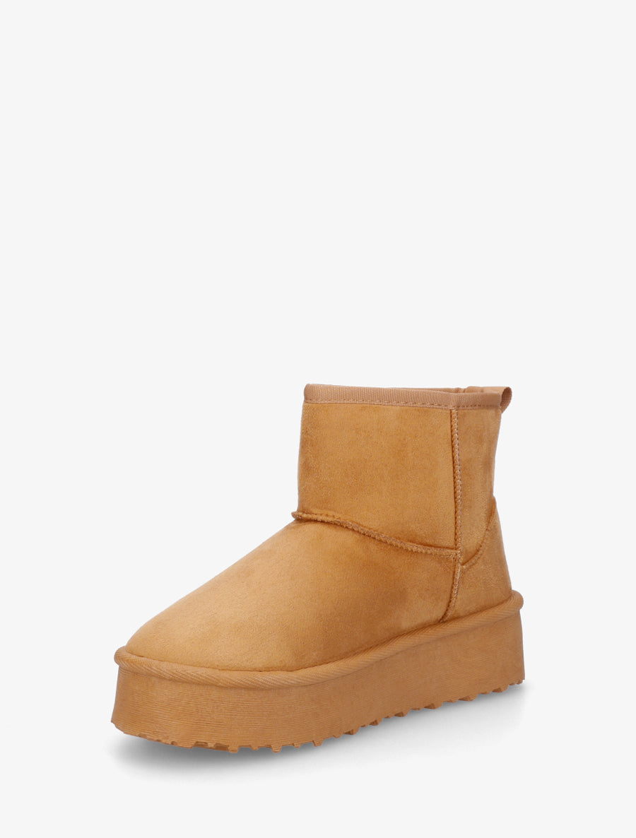 Boots fourrées en suédine - Camel - 3