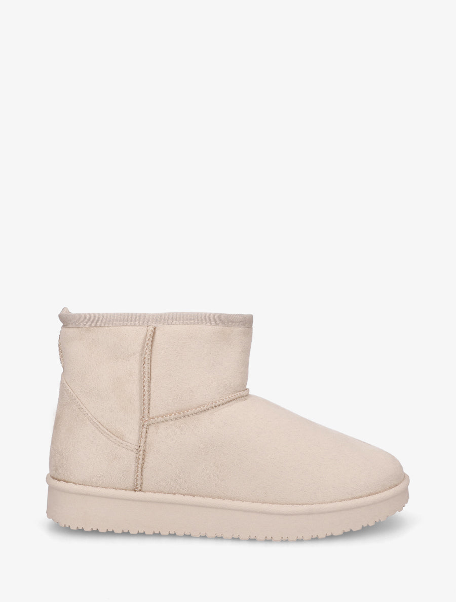 Low boots unies en suédine - Beige - 1