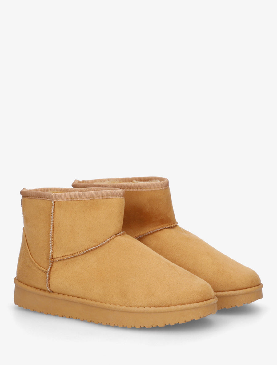 Low boots unies en suédine - Camel - 4