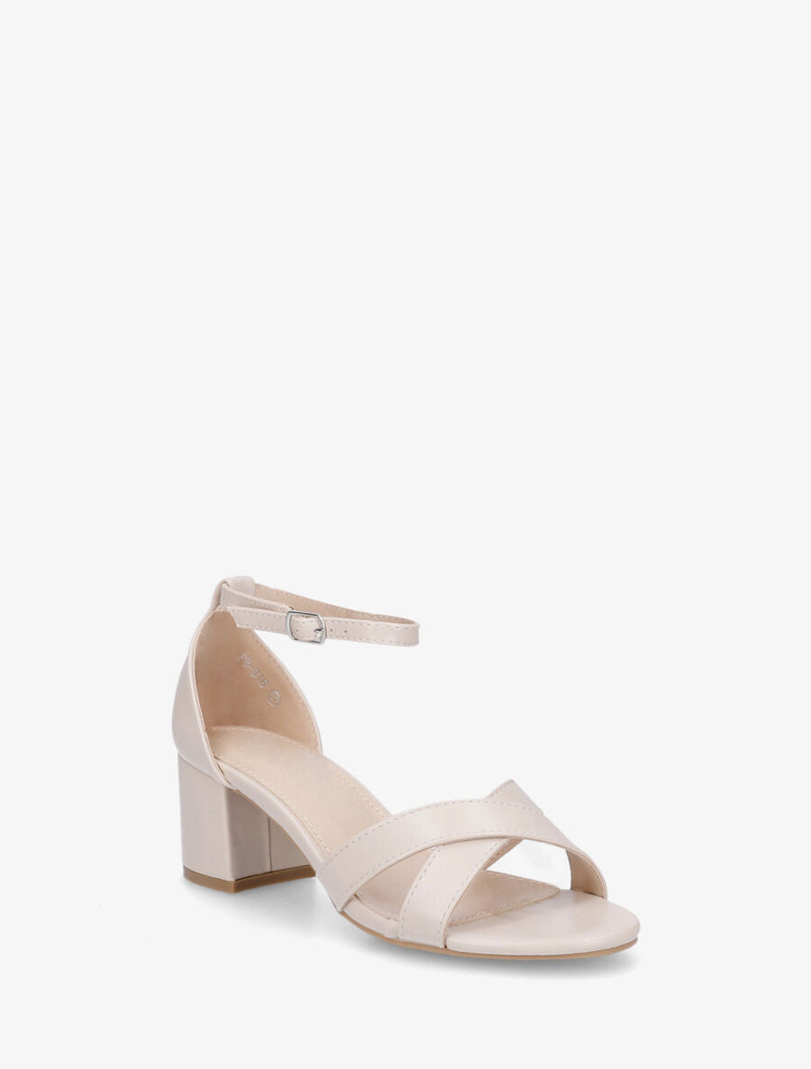Sandales croisées en simili - Beige - 2