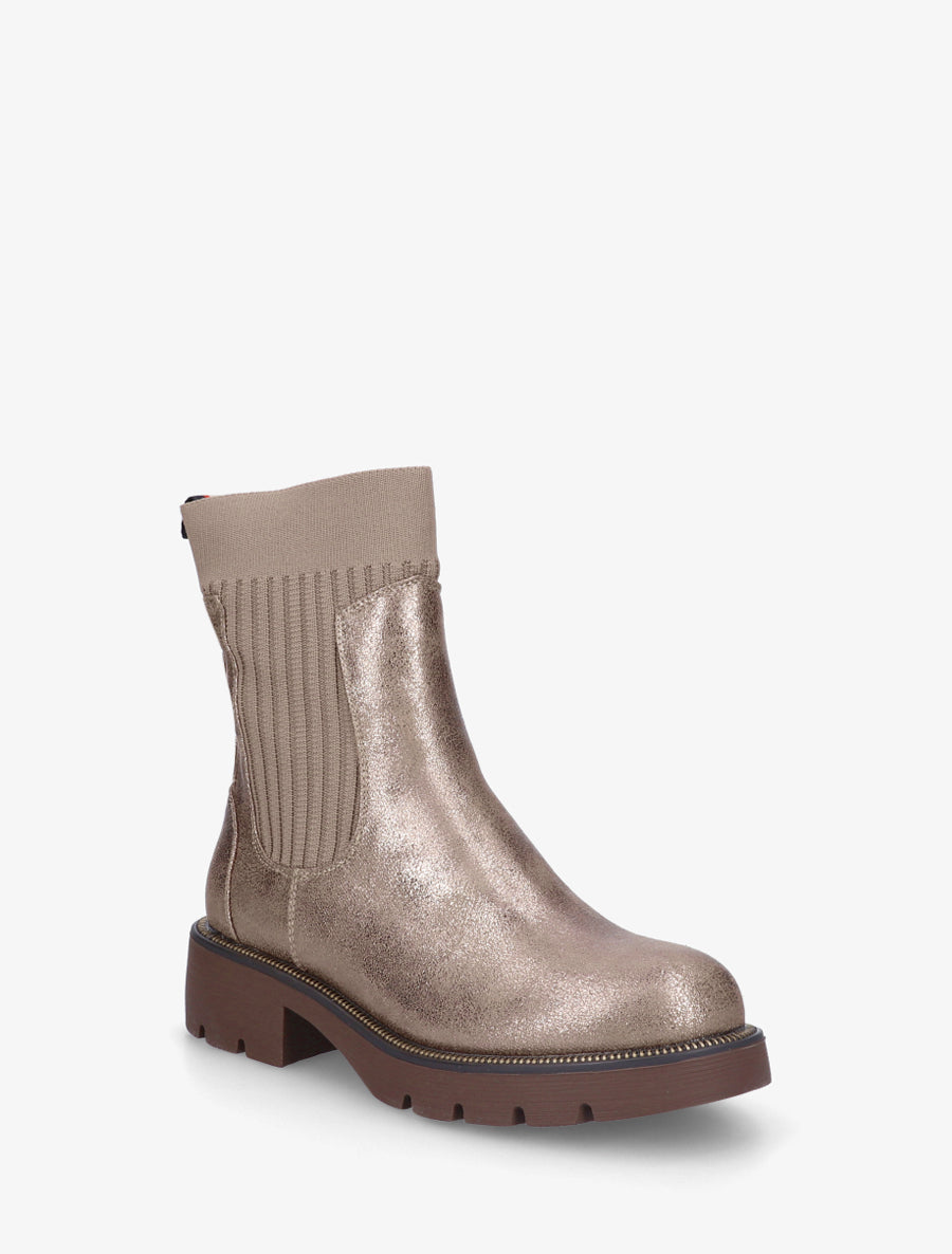 Bottines nacrées style chaussettes - Taupe - 2