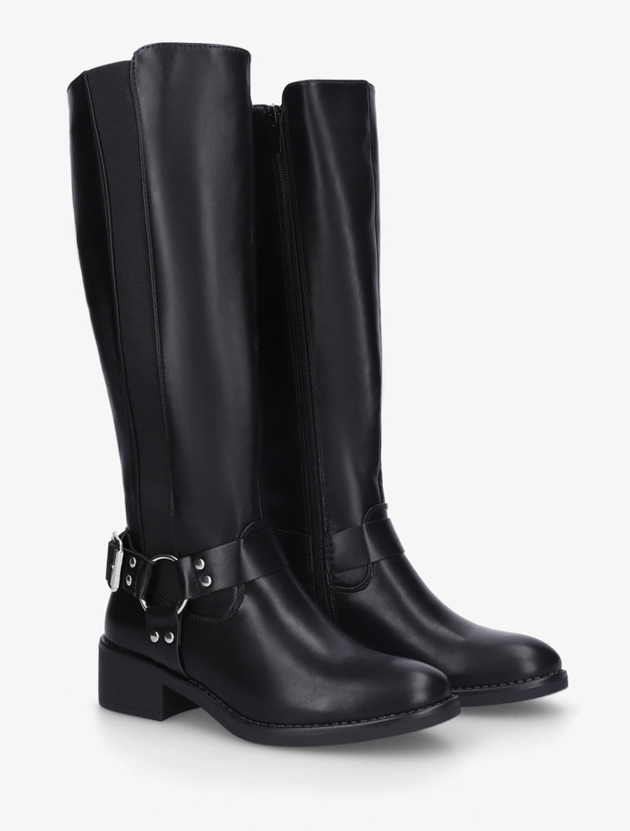 Bottes style cavalière à boucle - Noir - 4