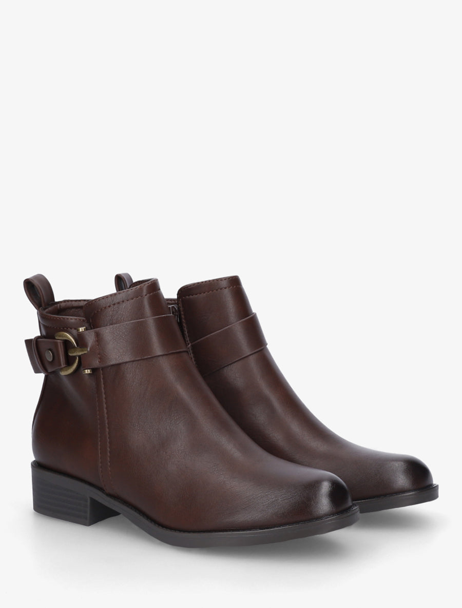 Bottines en simili à boucle décorative - Marron - 4