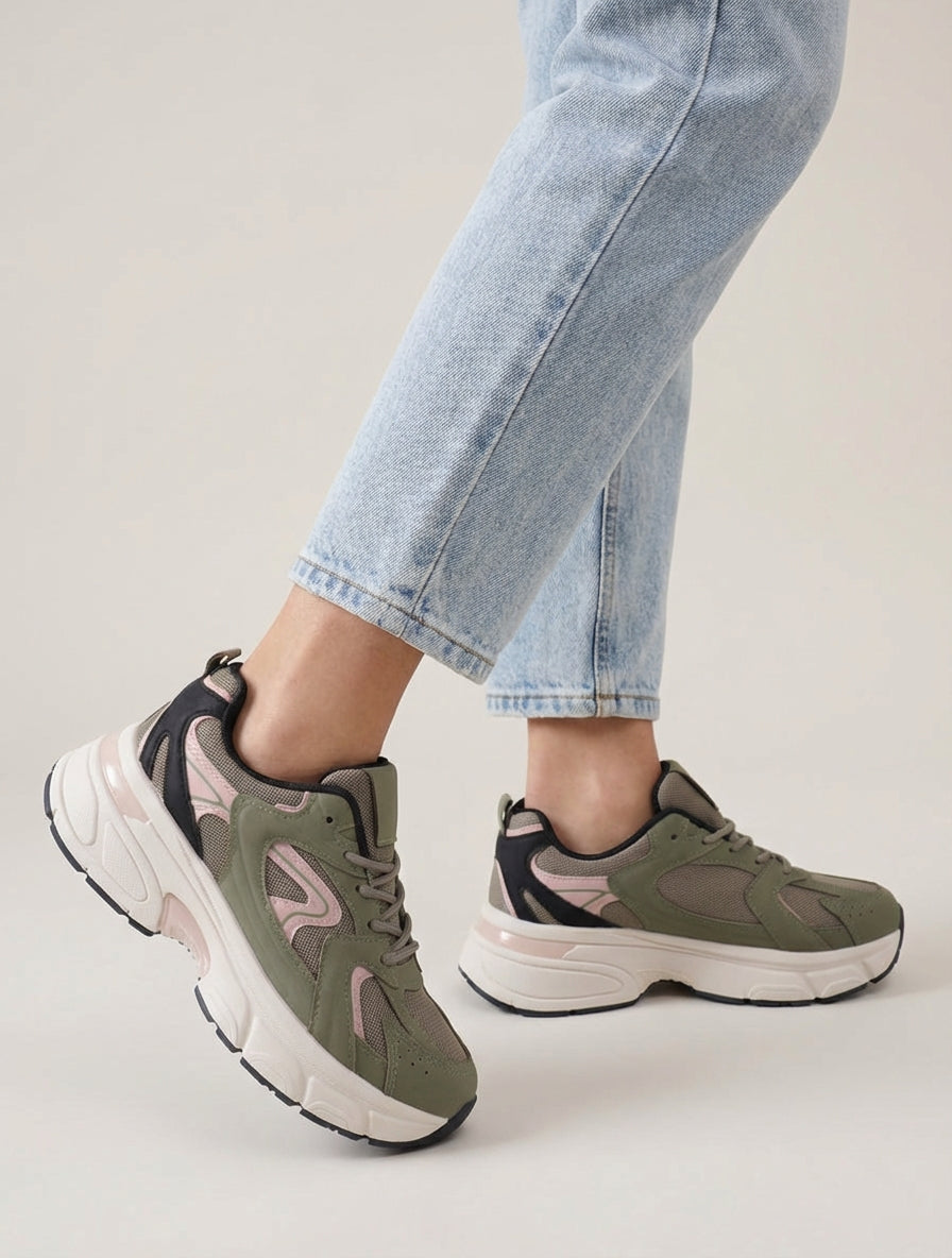 Laufschuhe im Leinwandstil - Kaki