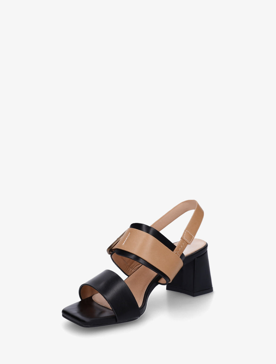Sandales bicolore à talon - Noir - 3