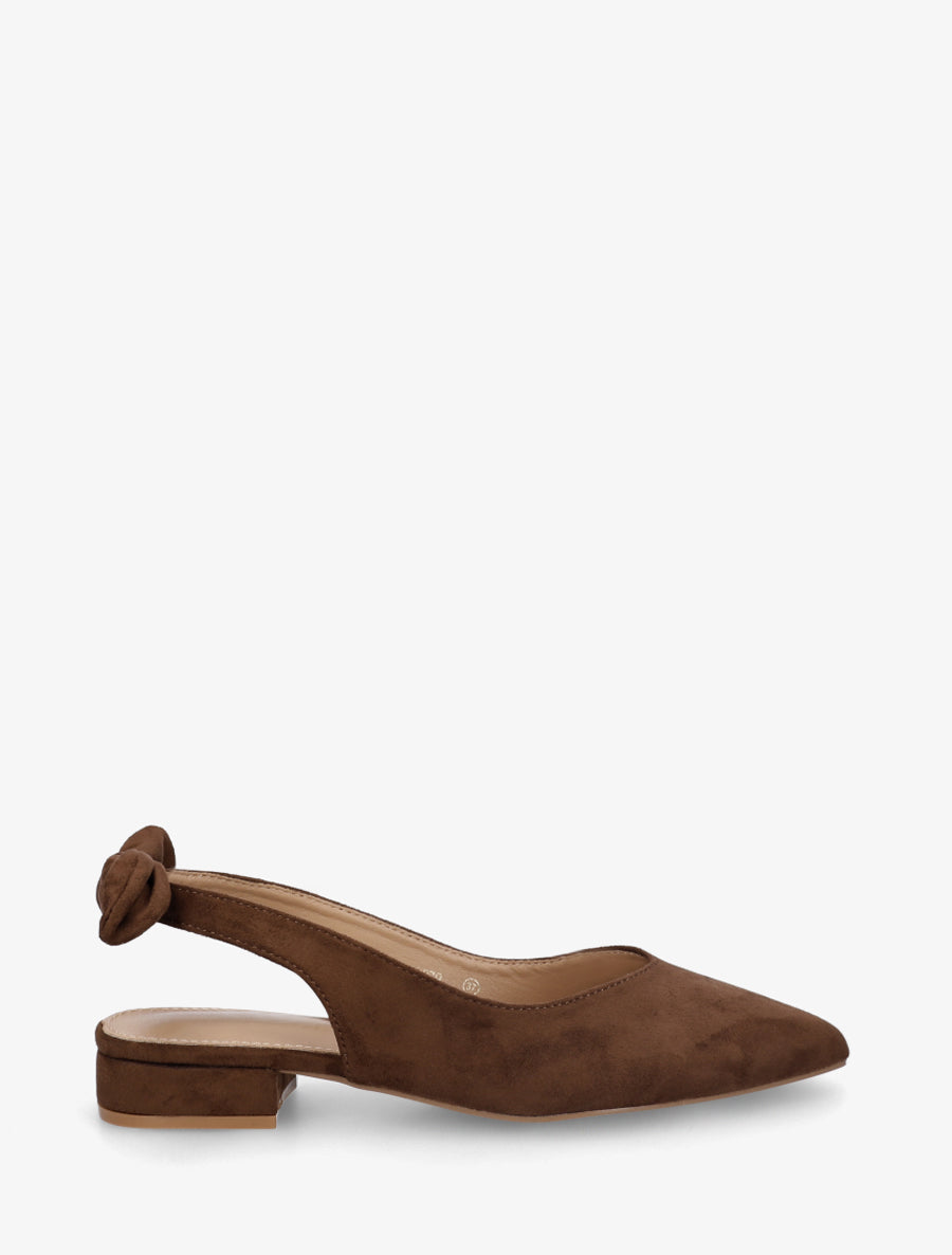 Ballerines en suédine à talon - Marron - 1