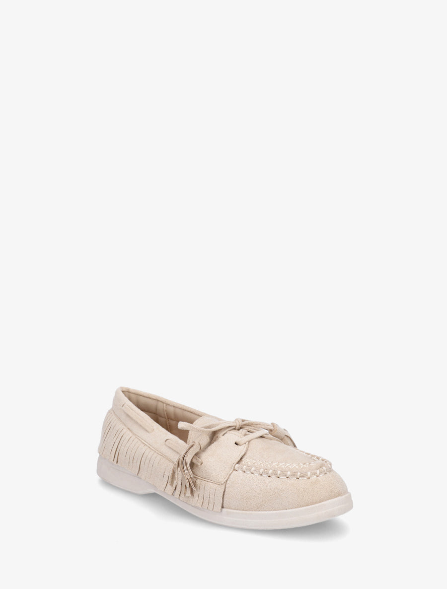 Mocassins en suédine à franges - Beige - 2