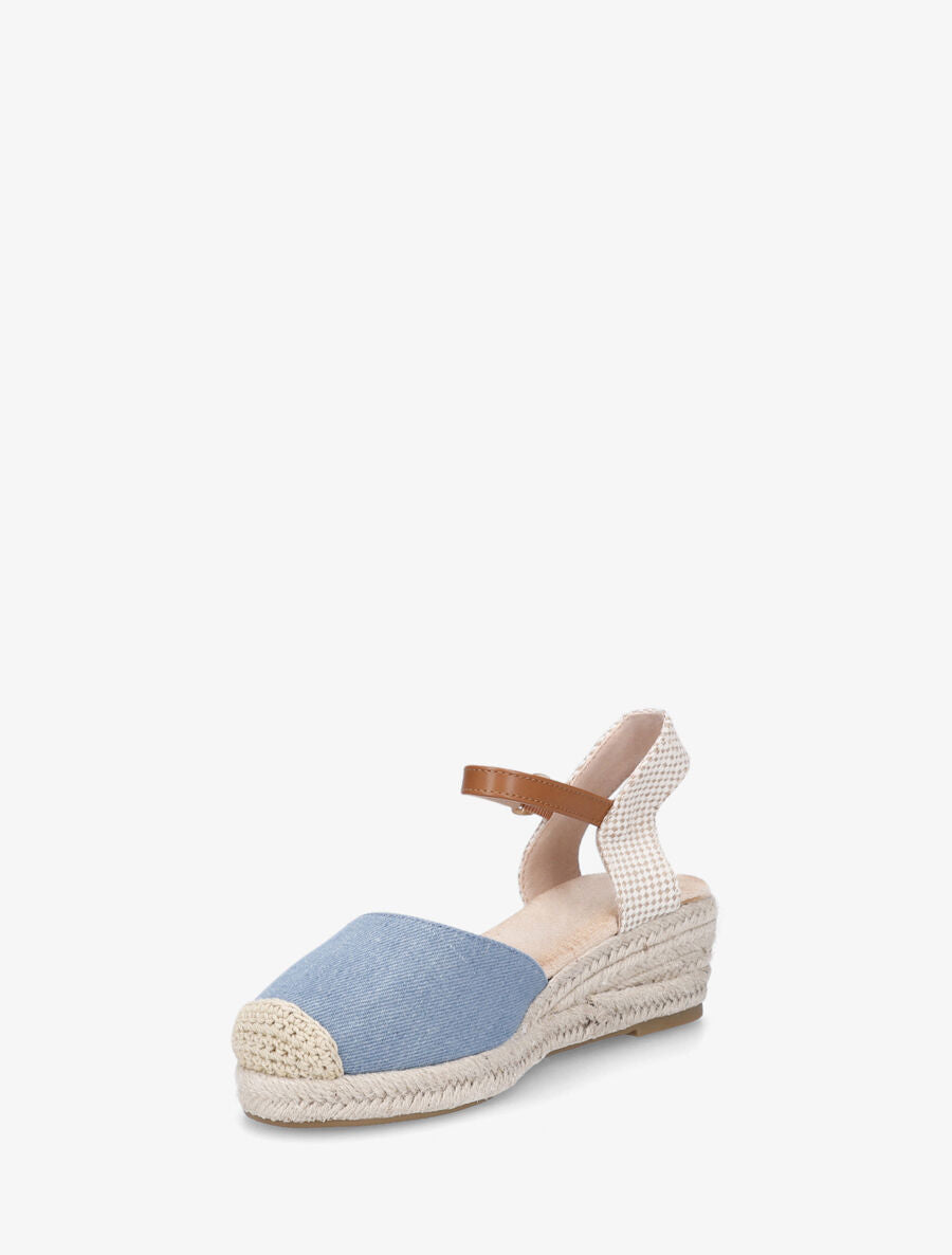 Espadrilles compensées en toile - Bleu denim - 4