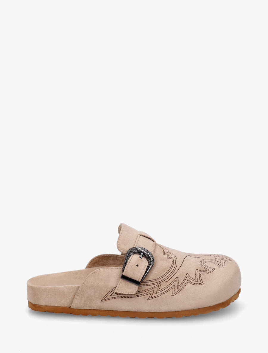 Mules à sangle en suédine - Taupe - 1