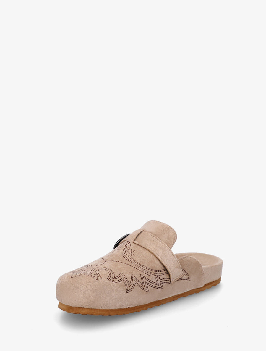 Mules à sangle en suédine - Taupe - 3