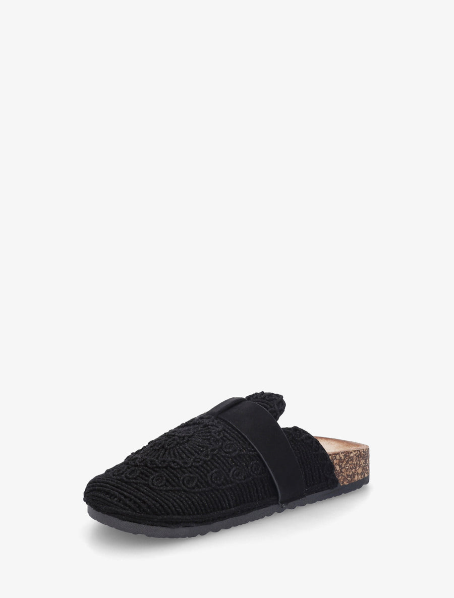 Mules fermées en macramé - Noir - 3
