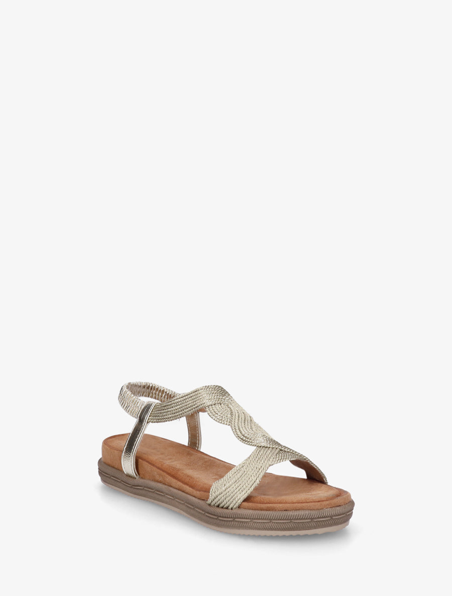 Sandales plates à cheville élastiquée - Or - 2