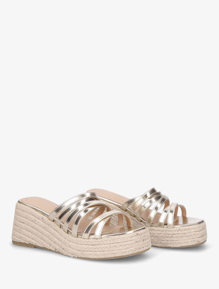 Mules compensées multibrides en simili - Or - 4