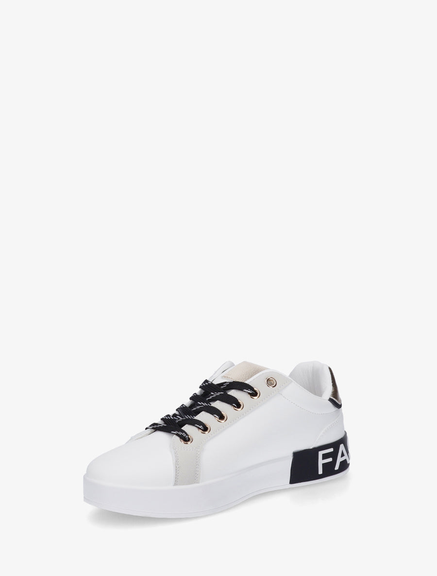 Baskets en simili à bande irisée et zip - Blanc - 3