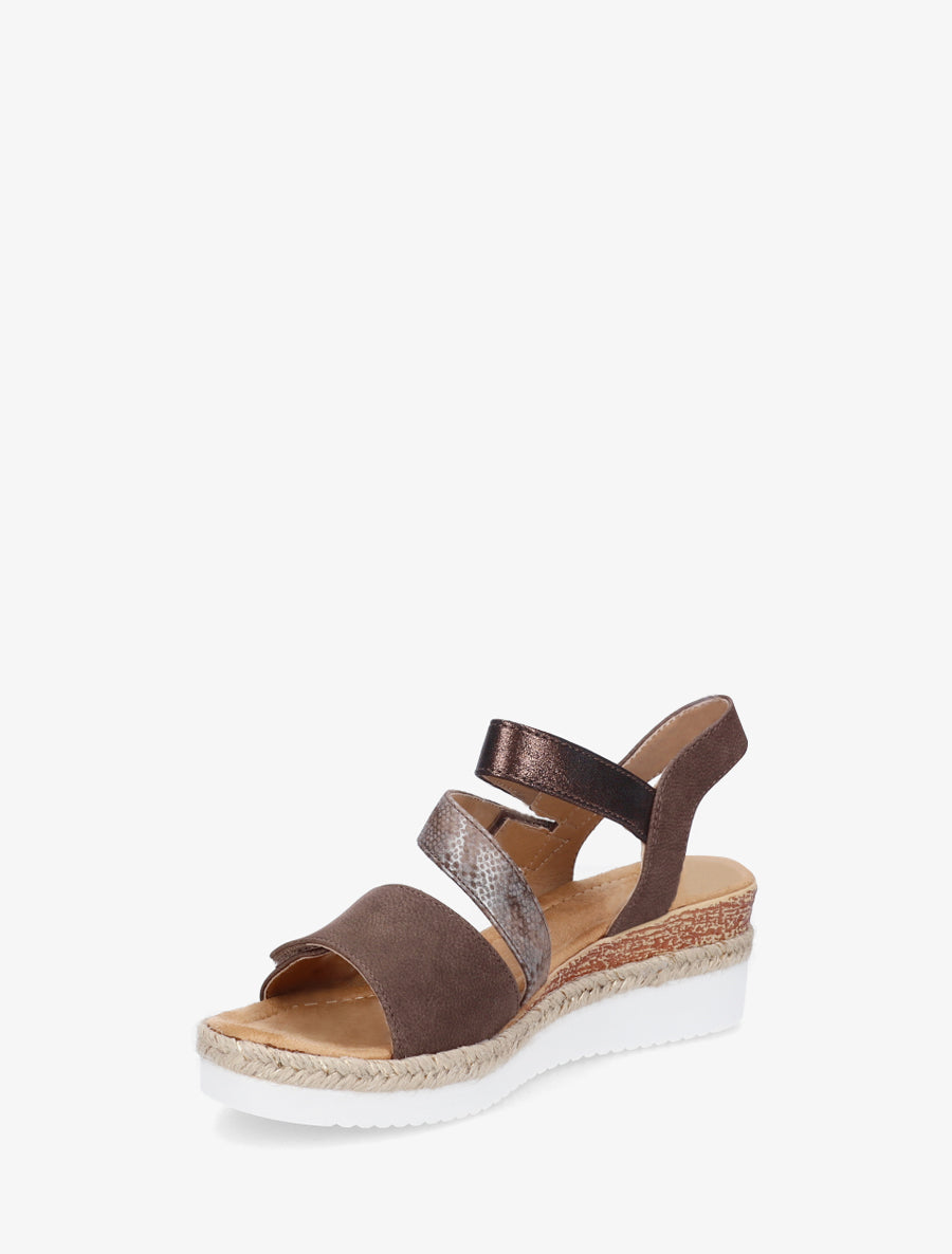 Sandales compensées à scratch - Marron - 3