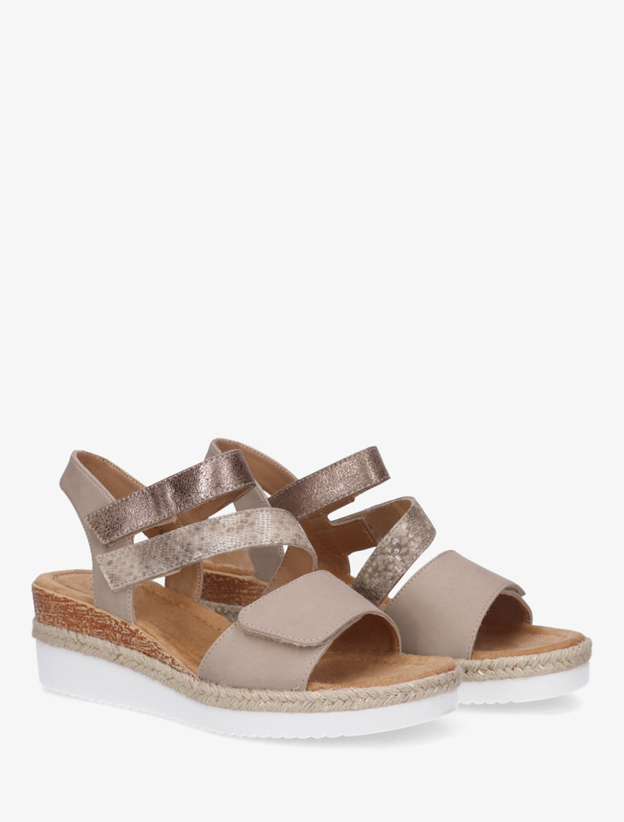 Sandales compensées à scratch - Taupe - 4
