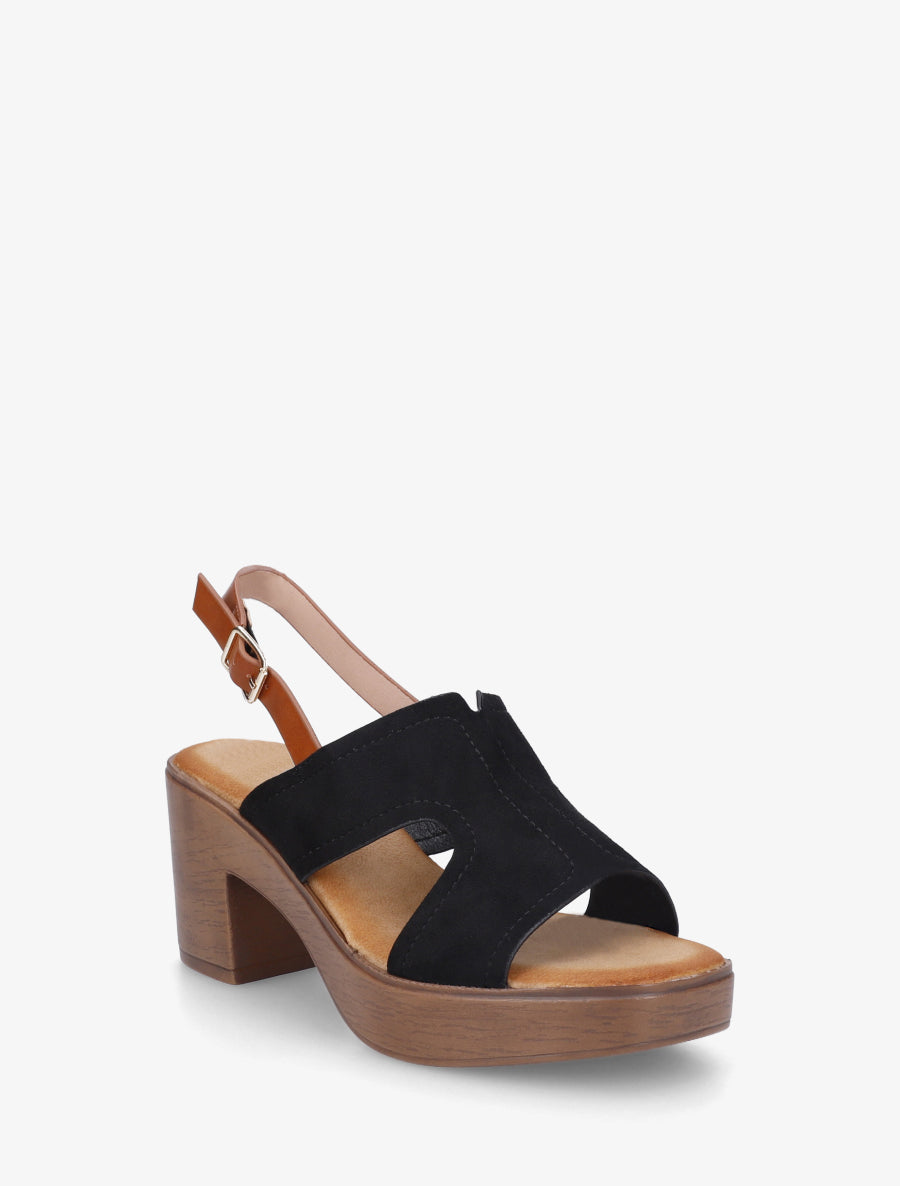 Sandales à talon à bride ajourée - Noir - 2