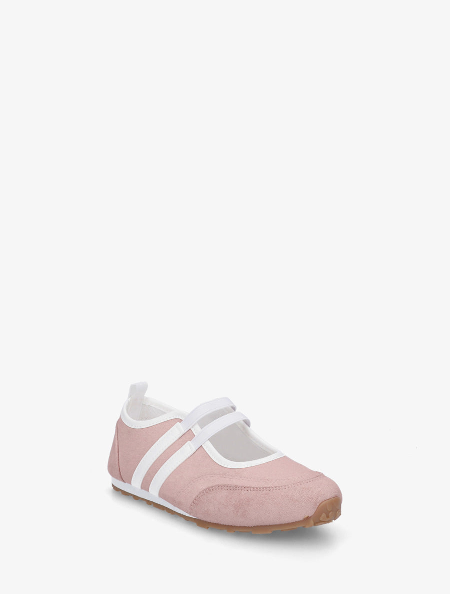 Ballerines en suédine à bandes - Rose - 2