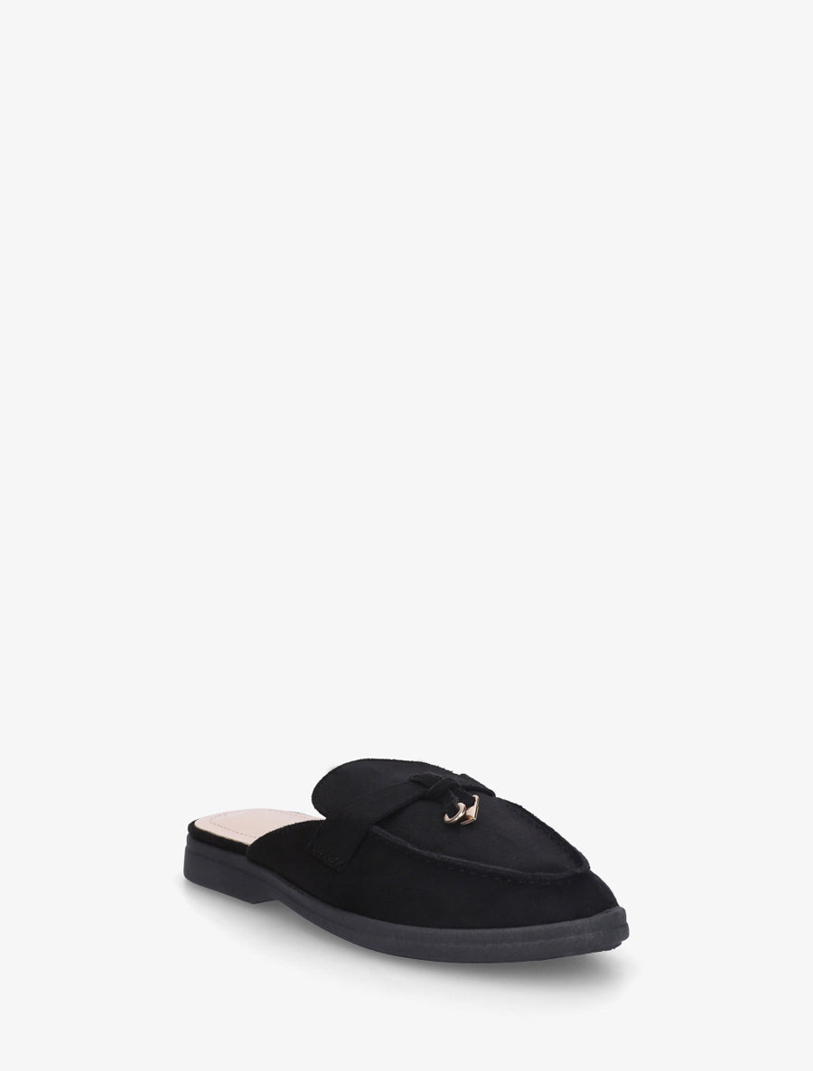 Mules en suédine style mocassin - Noir - 2