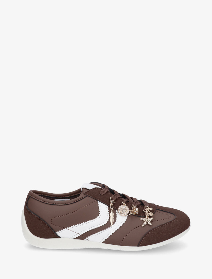 Sneakers à empiècement bijoux dépareillés - Marron - 1