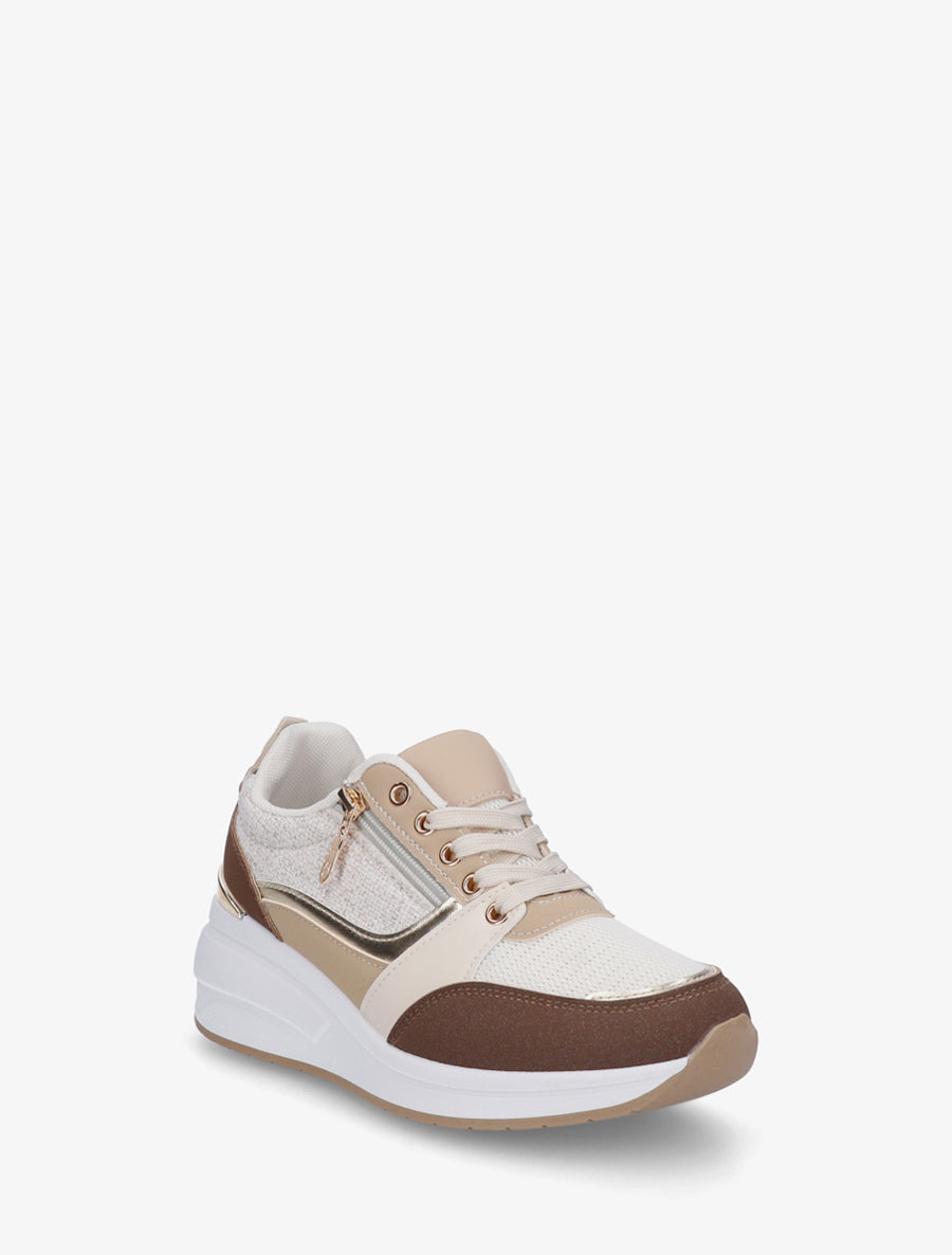 Baskets compensées à zip - Marron - 2