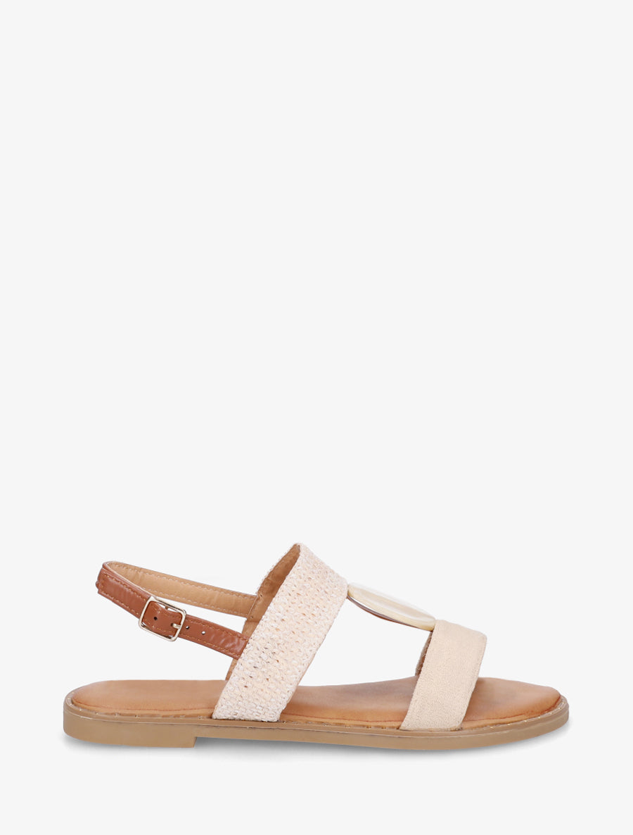 Nu-pieds à bijou rond - Beige - 1