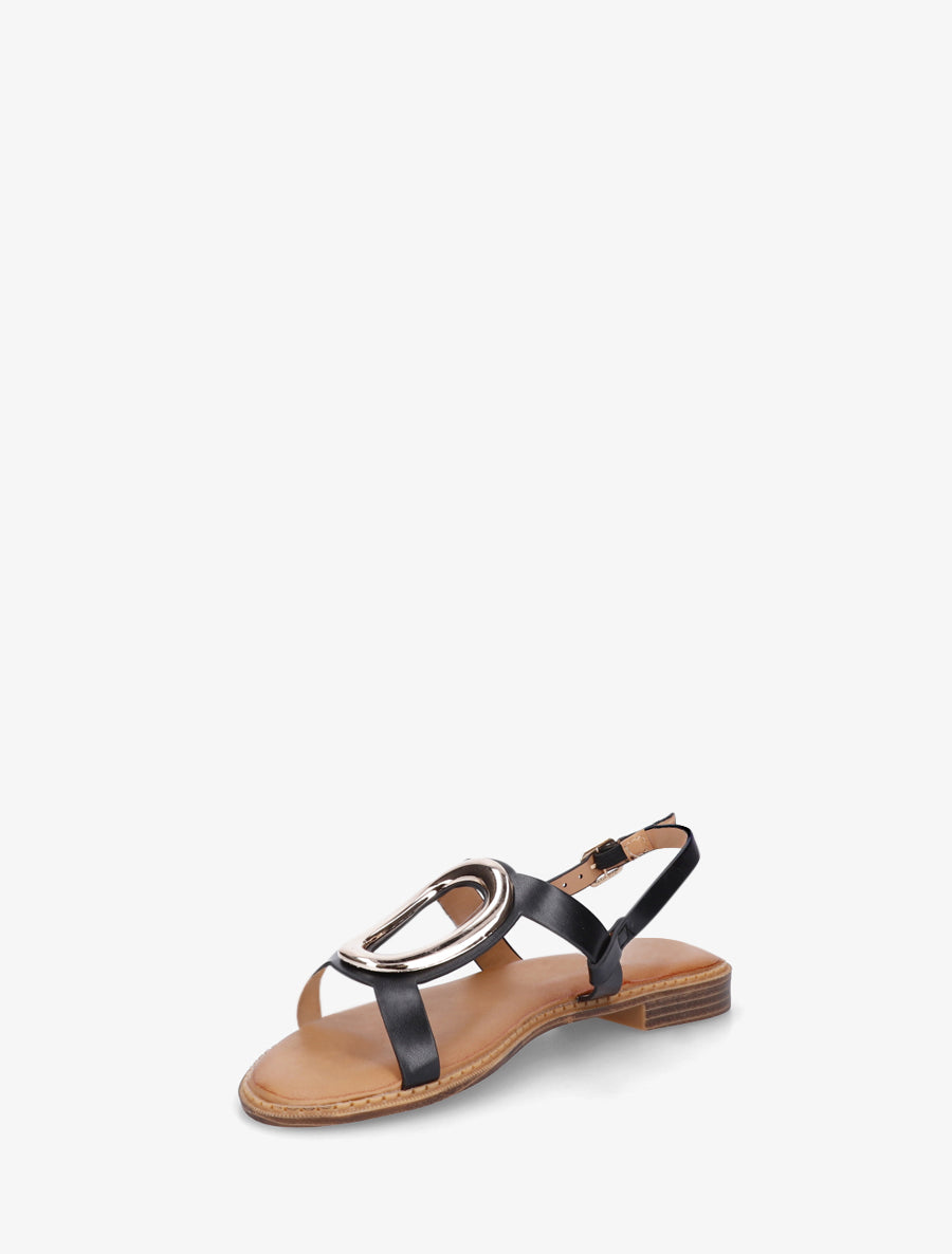 Nu-pieds à bijou métallique doré - Noir - 3