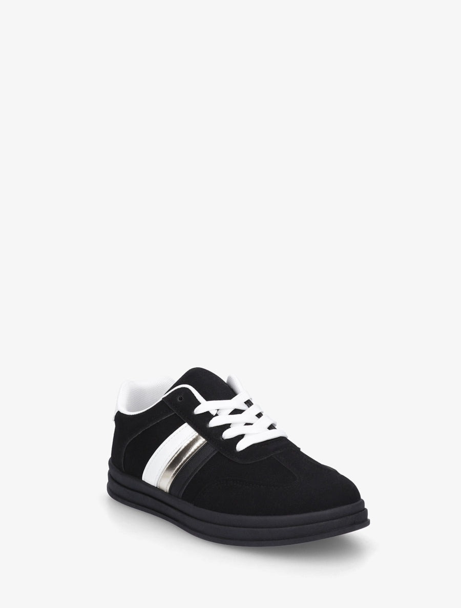 Tennis en suédine à bandes contrastantes - Noir - 2