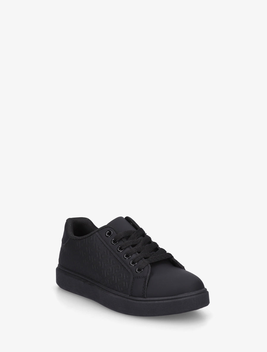 Grafisch bedruckte flache Sneakers - Schwarz