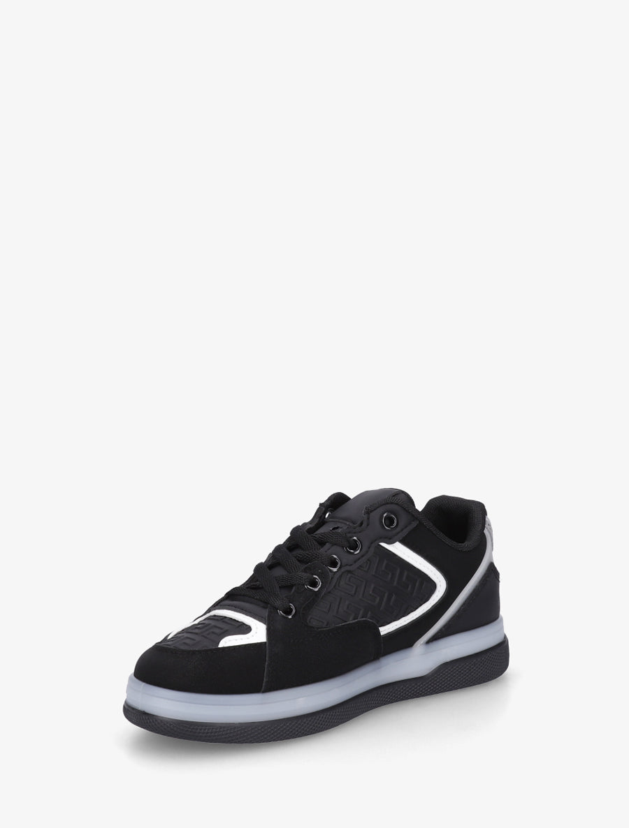 Sneakers plates à imprimé vagues grec - Noir - 3