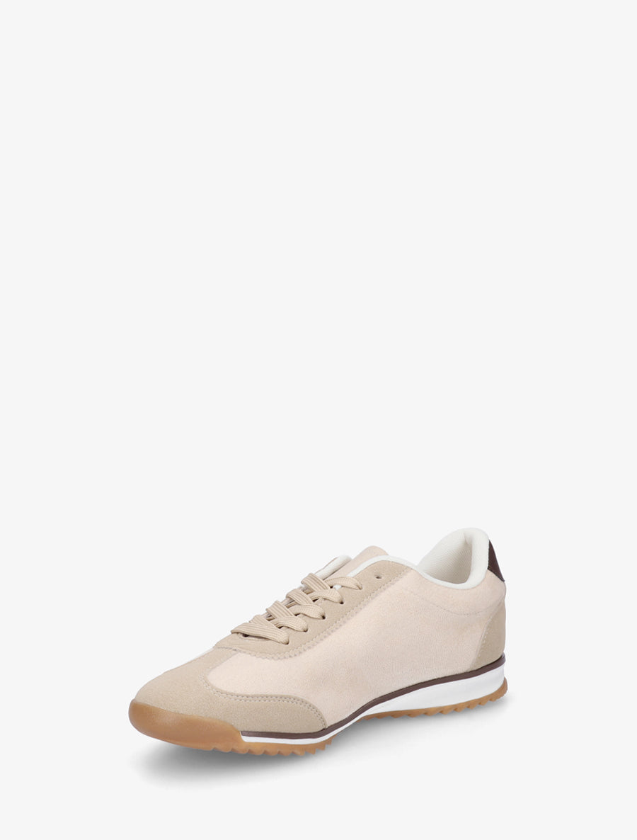Sneakers à strass en suédine - Beige - 3