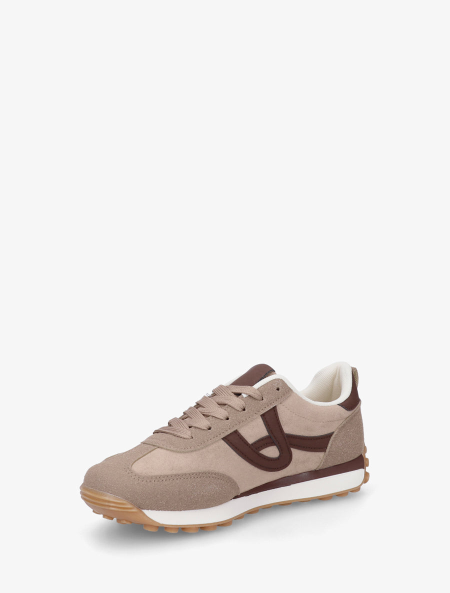 Sneakers en suédine à détails contrastants - Taupe - 3