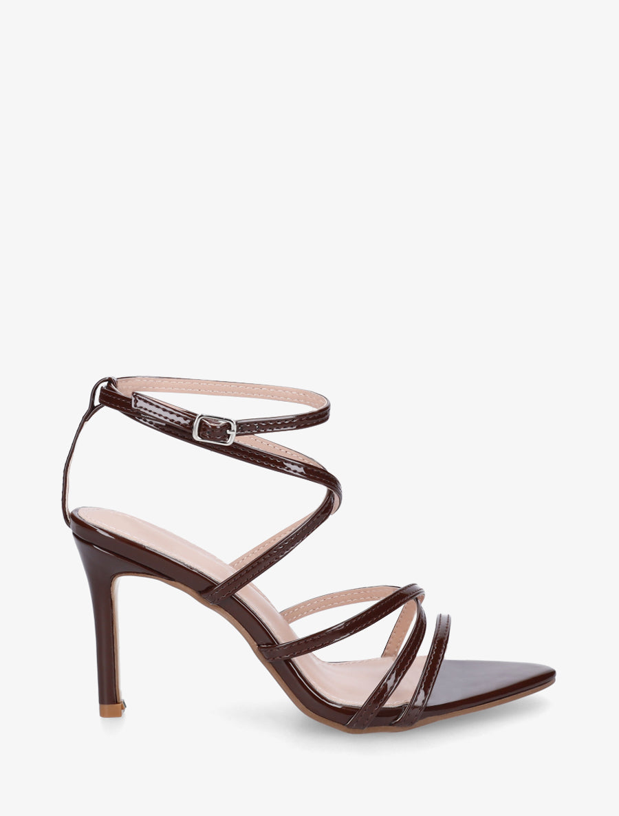 Sandales multibrides à talon aiguille - Marron - 1