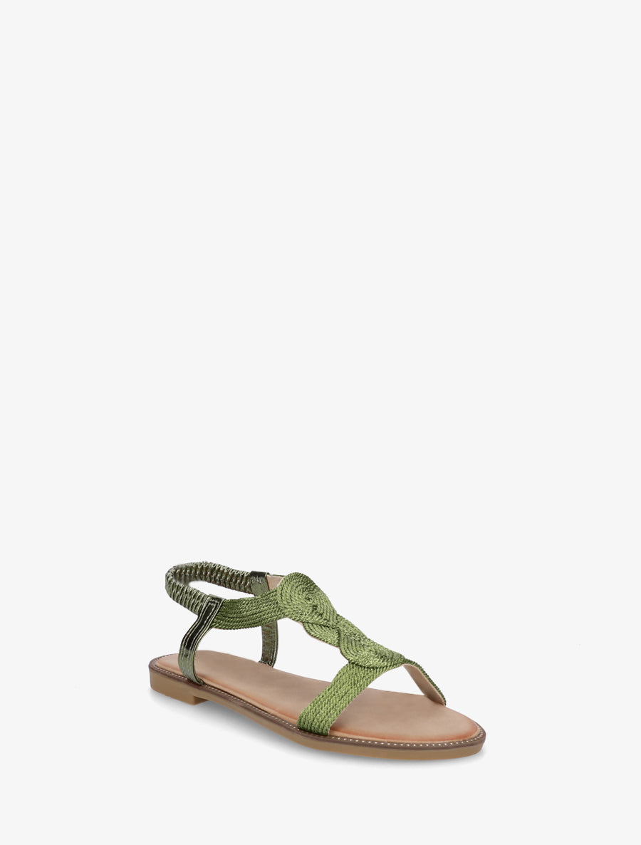 Nu-pieds tressés à cheville élastiquée - Vert olive - 2