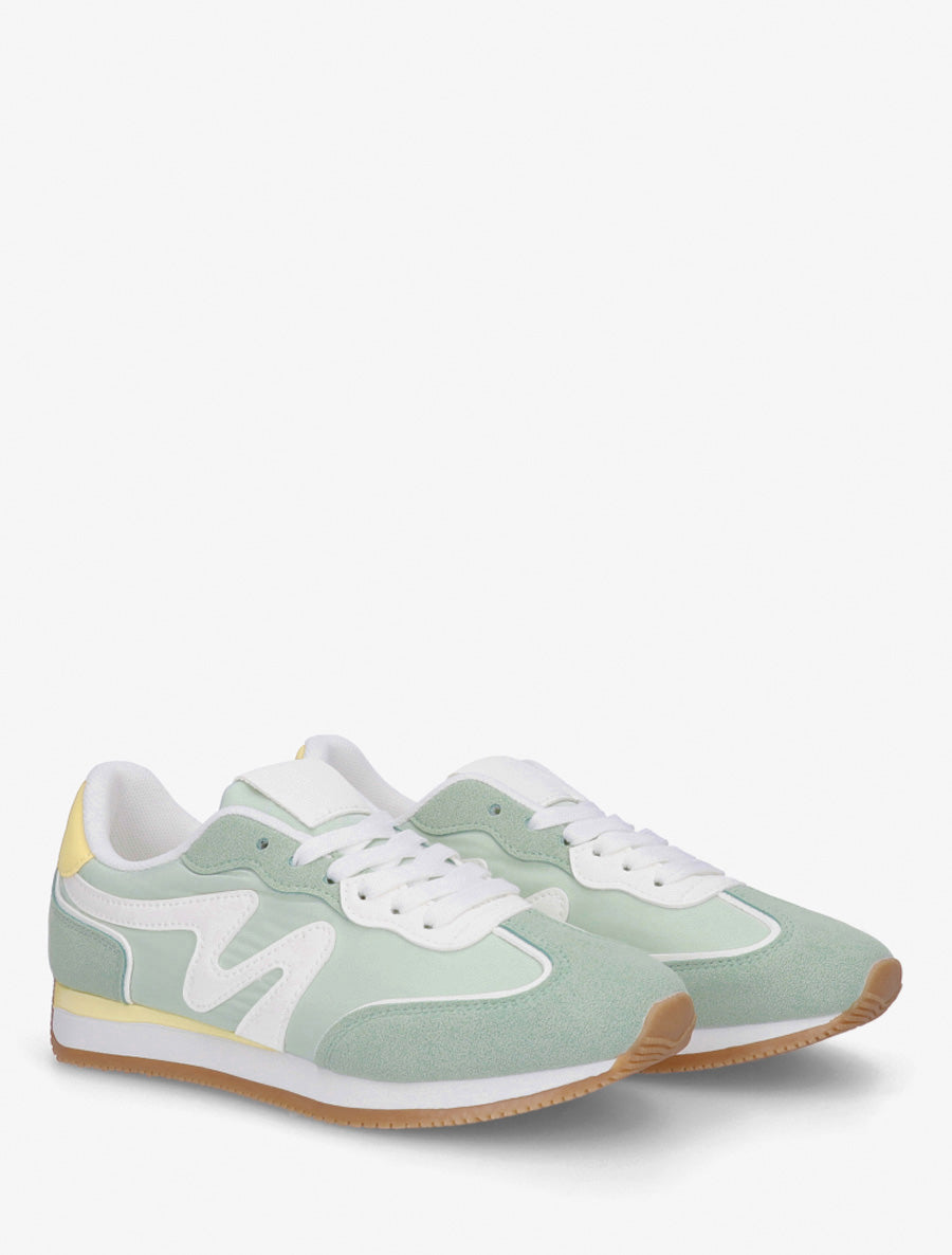 Sneakers mit Nubuk-Einsatz - Wassergrün