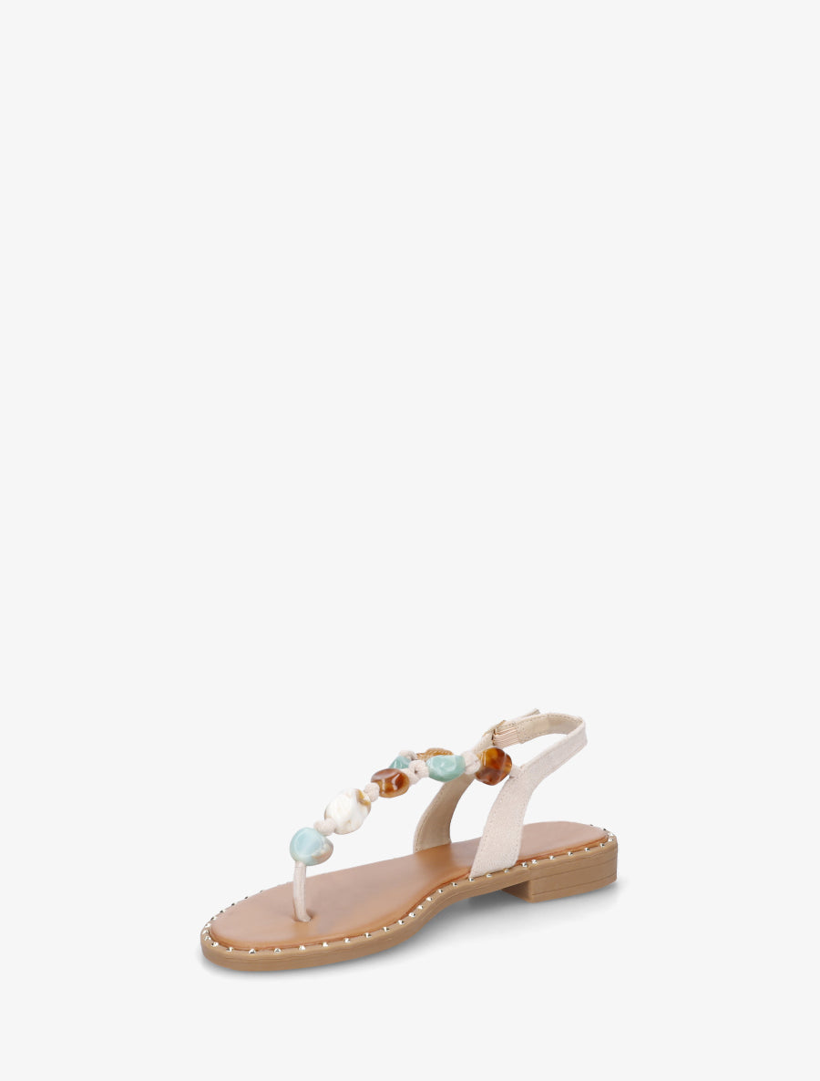 Nu-pieds à perles et entredoigt - Beige - 3