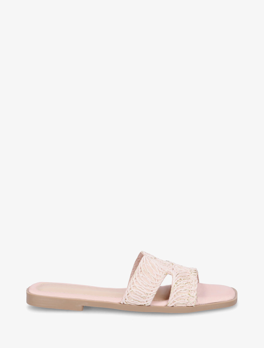 Claquettes en simili à détail irisé - Rose - 1