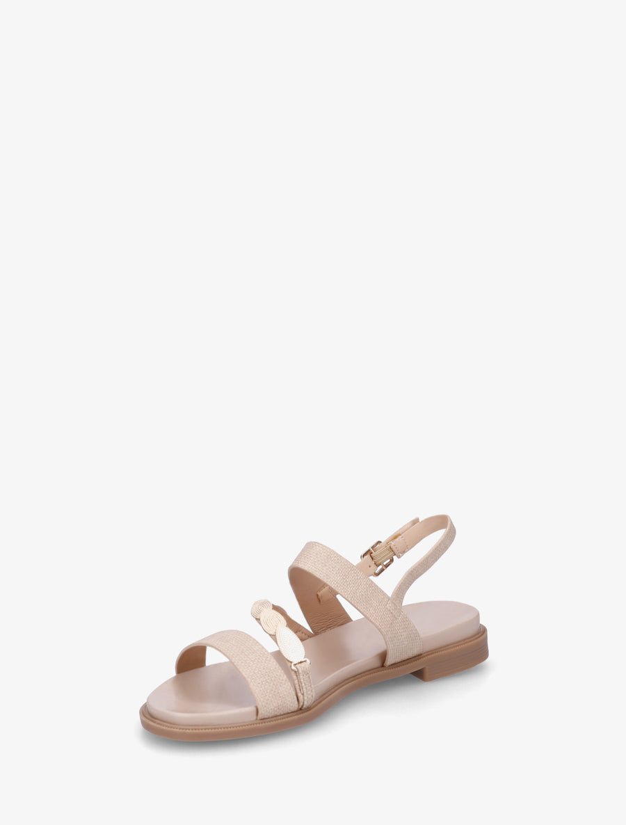 Nu-pieds en simili à bijou feuilles - Taupe - 3