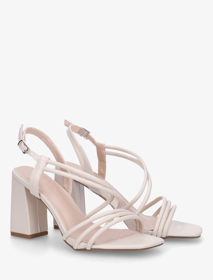 Sandales à talon et brides fines - Beige - 4