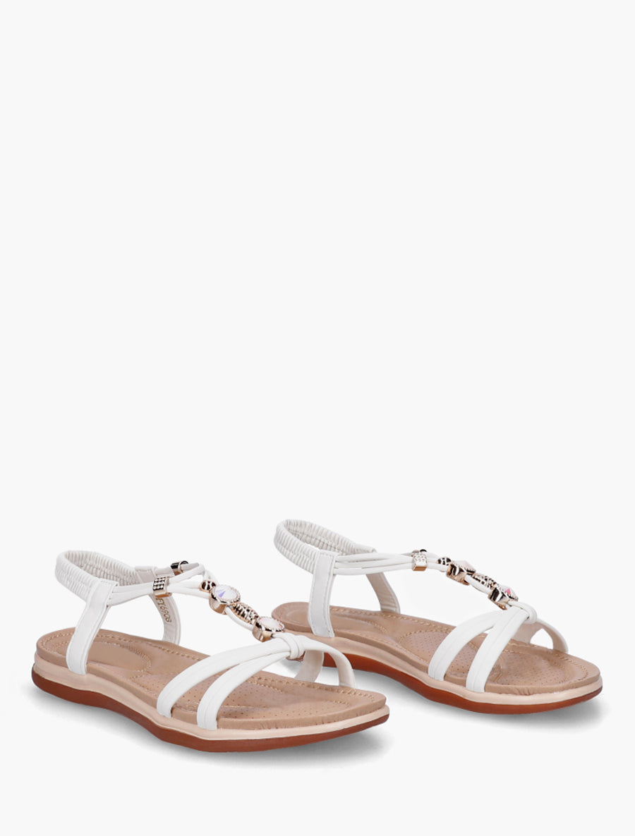 Nu-pieds confort à tour de cheville élastiquée - Blanc - 4