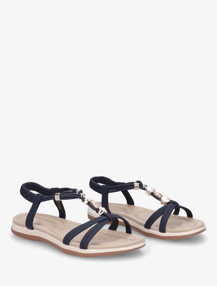 Nu-pieds confort à tour de cheville élastiquée - Marine - 4
