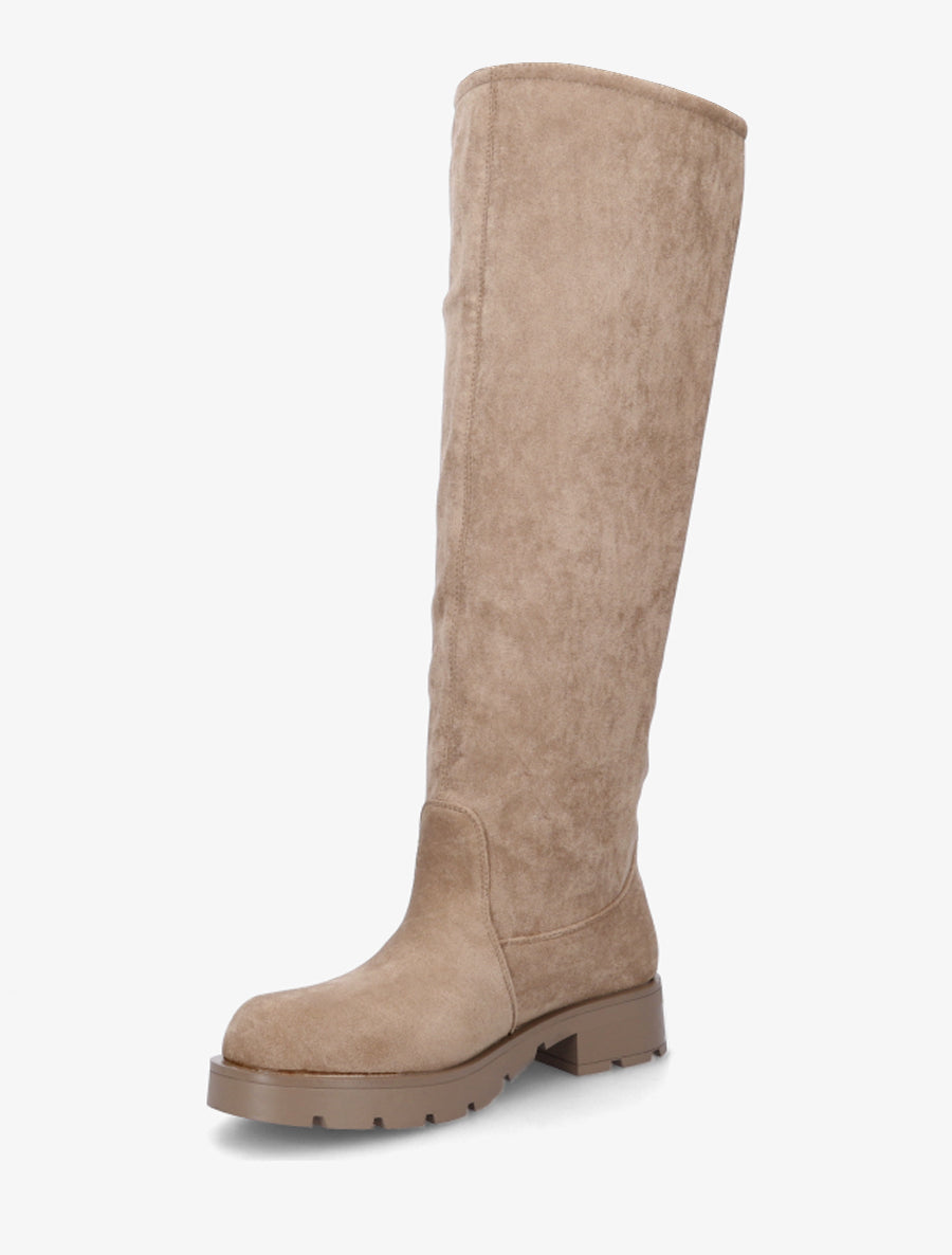 Bottes en suédine unies - Taupe - 3