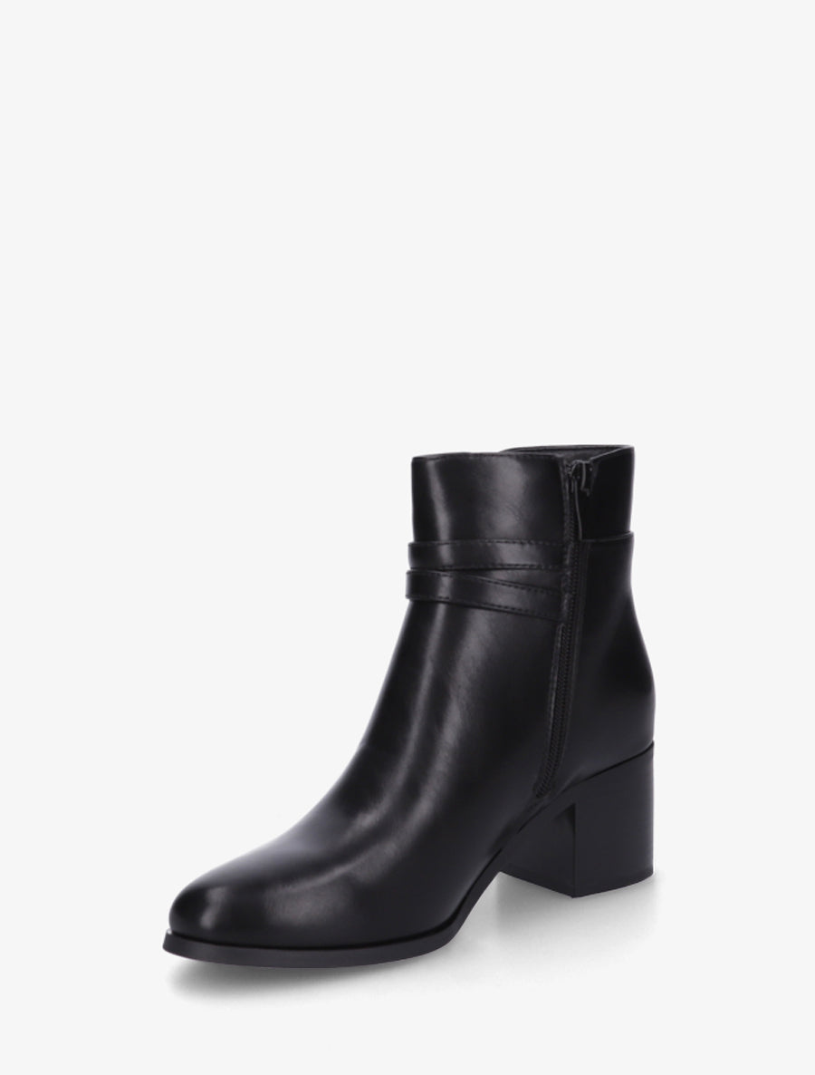 Bottines en simili à double boucles - Noir - 3