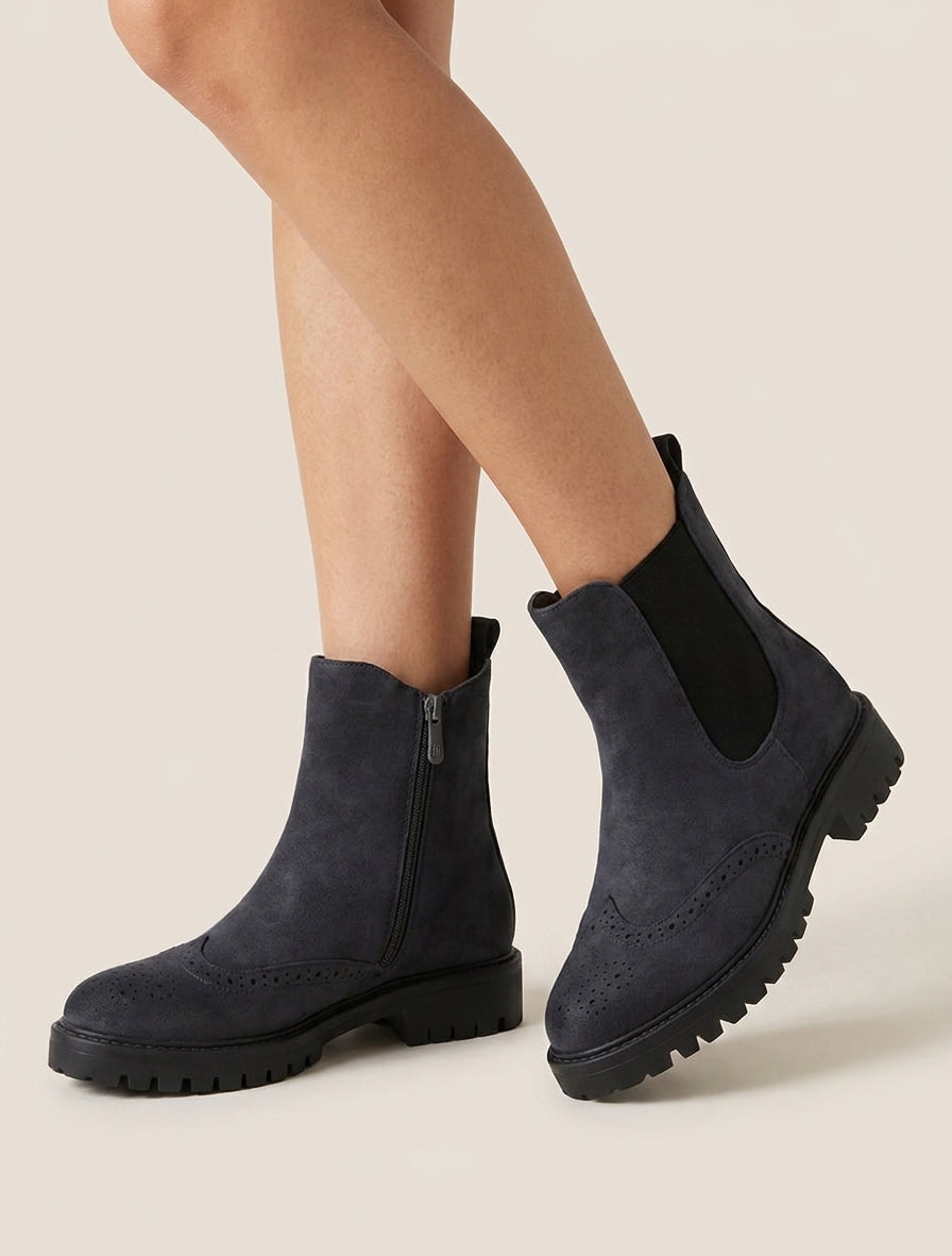 Elastische Stiefeletten aus Wildleder - Mitternachtsblau
