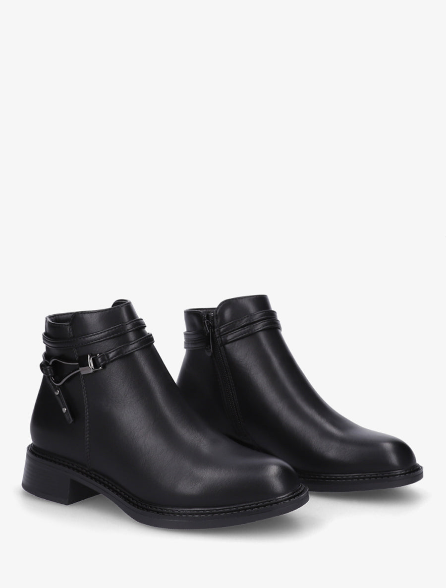 Bottines plates à boucle fantaisie - Noir - 4