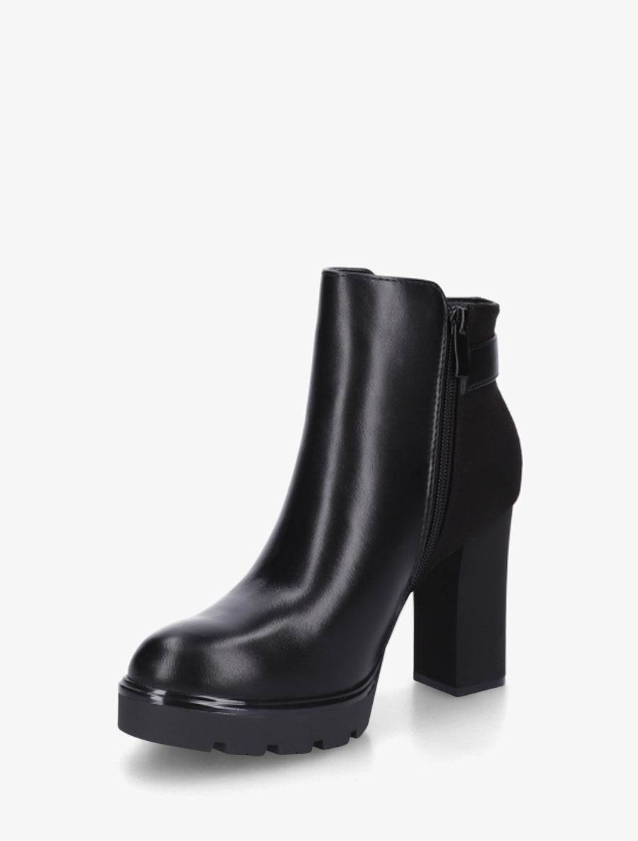 Bottines bimatière à zip décoratif - Noir - 3